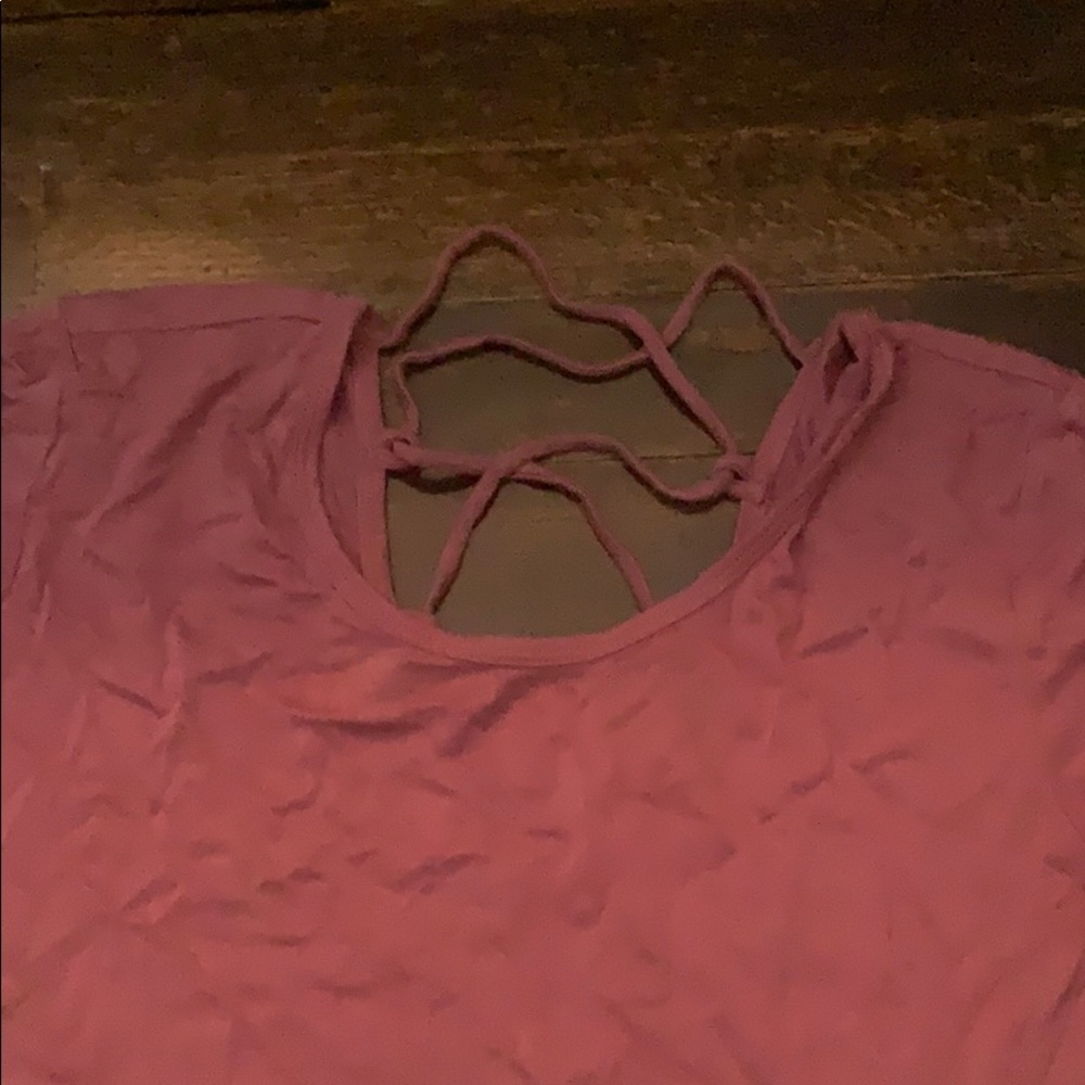 Pink rose vintage cross back flowy tee